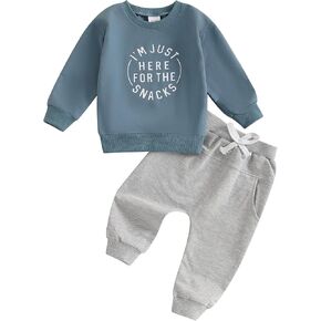 Toddler Baby Boy Clothes Letter Print Long Sleeve Sweatshirt Pullover Tops and Jogger Pants Cute Fall Winter Outfit