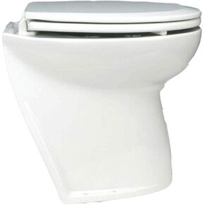 Jabsco Deluxe Flush Marine Head, 17 inch Electric Marine Toilet, Fresh or Raw Water Rinse