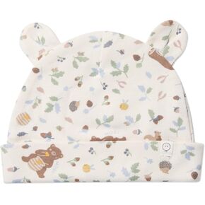 MORI Baby Bear Print Hat - Soft Bamboo Cotton Blend for Toddlers and Babies - Length Perfect Fit - Cozy Beanie Hat - Unisex
