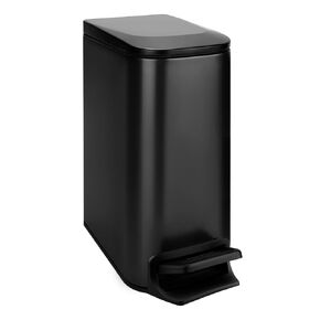Slim Bathroom Trash Can with Lid Soft Close, 6 Liter / 1.6 Gallon Stainless Steel Garbage Can with Removable Inner Bucket, Step Pedal, Small Trash Cans for Bedroom, Office, Kitchen (Green)