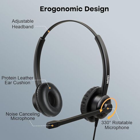 Mairdi Phone Headset with Microphone Noise Canceling, Telephone Headset with RJ9 Jack for Landline Deskphone, Office Headset for Call Centers, Works for Yealink Avaya Cisco Polycom in Saudi Arabia