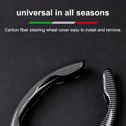 Universal 2 Packs Carbon Fiber Anti-Skid Steering Wheel Cover Safe Non Slip Car Accessory Fit 99% 14-15 Inch Car Interior Accessories Red in Saudi Arabia