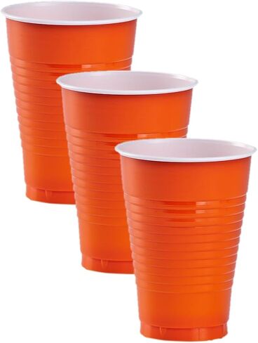 Disposable Plastic Cups - 12 Oz, Orange, 20 Pcs in Saudi Arabia