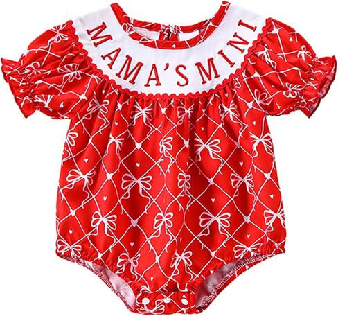 Newborn Baby Girl Romper Mamas Mini Bow Plaid Print Puff Sleeve Smocked Bubble Romper Jumpsuit Bodysuit Clothes in Saudi Arabia