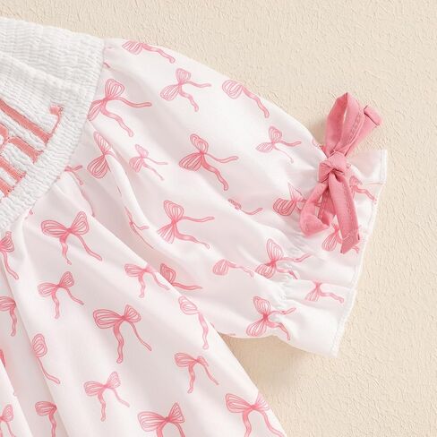 Newborn Baby Girl Romper Mamas Mini Bow Plaid Print Puff Sleeve Smocked Bubble Romper Jumpsuit Bodysuit Clothes in Saudi Arabia