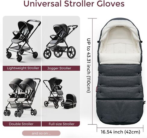 Momcozy Universal Stroller Footmuff | Easily Attaches to Most Strollers | Ultra-Plush,Weather-Proof | Deluxe Warm Stroller Bunting Bag | Extendable Stroller Cover for Winter | Adjustable Buckle in Saudi Arabia