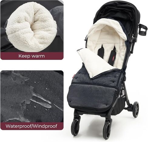 Momcozy Universal Stroller Footmuff | Easily Attaches to Most Strollers | Ultra-Plush,Weather-Proof | Deluxe Warm Stroller Bunting Bag | Extendable Stroller Cover for Winter | Adjustable Buckle in Saudi Arabia