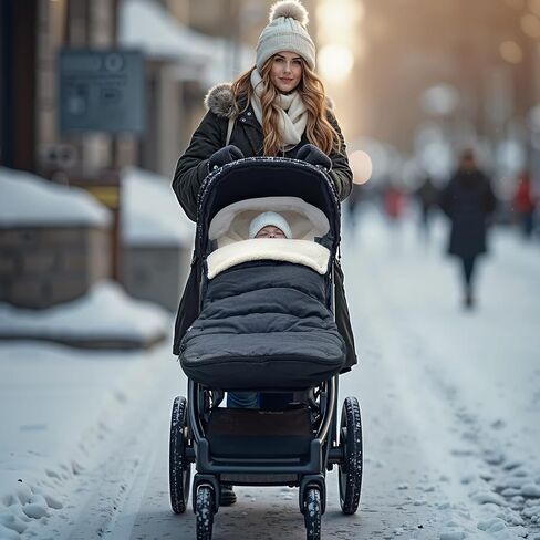 Momcozy Universal Stroller Footmuff | Easily Attaches to Most Strollers | Ultra-Plush,Weather-Proof | Deluxe Warm Stroller Bunting Bag | Extendable Stroller Cover for Winter | Adjustable Buckle in Saudi Arabia