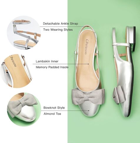 C.Paravano Women's Slingback Round Toe Slingback Flats Detachable Ankle Strap Flats Sandals Slip on Casual Flats Shoes Mary Jane Shoes in Saudi Arabia