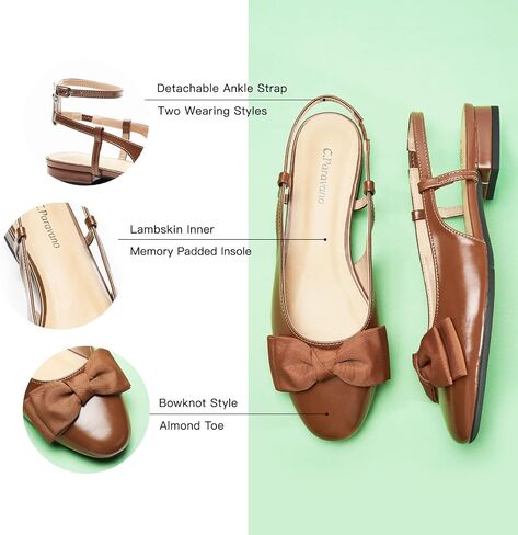 C.Paravano Women's Slingback Round Toe Slingback Flats Detachable Ankle Strap Flats Sandals Slip on Casual Flats Shoes Mary Jane Shoes in Saudi Arabia