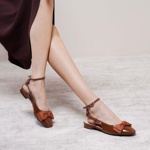 C.Paravano Women's Slingback Round Toe Slingback Flats Detachable Ankle Strap Flats Sandals Slip on Casual Flats Shoes Mary Jane Shoes in Saudi Arabia