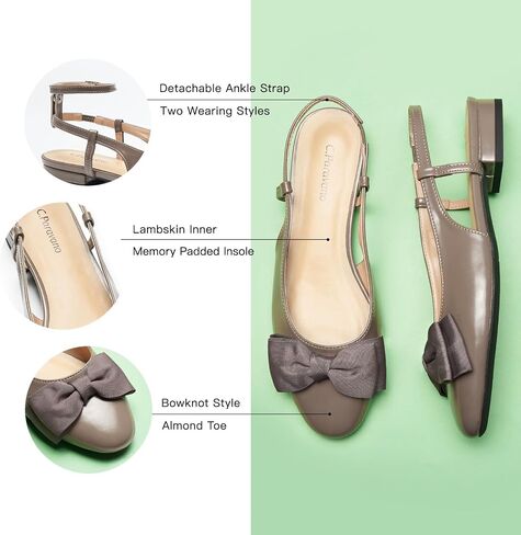 C.Paravano Women's Slingback Round Toe Slingback Flats Detachable Ankle Strap Flats Sandals Slip on Casual Flats Shoes Mary Jane Shoes in Saudi Arabia