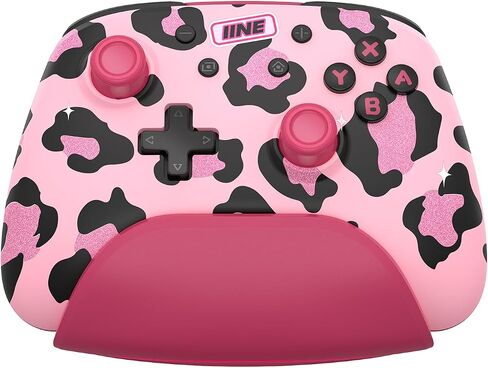 IINE Wireless Pro Controller with Charging Dock, PC Controller with Macro/Turbo/Rumble/NFC/Motion Sensor Function, Multi-Platform Gamepad Compatible with Switch/PC/Steam/Phone/Tablet (Pink Rose) in Kuwait