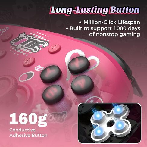 IINE Wireless Pro Controller with Charging Dock, PC Controller with Macro/Turbo/Rumble/NFC/Motion Sensor Function, Multi-Platform Gamepad Compatible with Switch/PC/Steam/Phone/Tablet (Pink Rose) in Kuwait