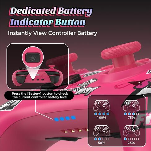 IINE Wireless Pro Controller with Charging Dock, PC Controller with Macro/Turbo/Rumble/NFC/Motion Sensor Function, Multi-Platform Gamepad Compatible with Switch/PC/Steam/Phone/Tablet (Pink Rose) in Kuwait
