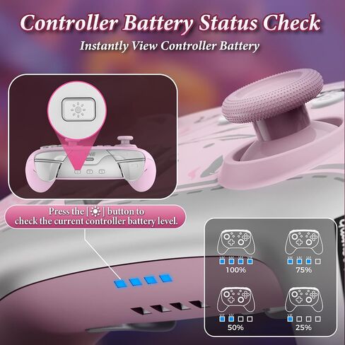 IINE Wireless Pro Controller with Charging Dock, PC Controller with Macro/Turbo/Rumble/NFC/Motion Sensor Function, Multi-Platform Gamepad Compatible with Switch/PC/Steam/Phone/Tablet (Pink Rose) in Kuwait