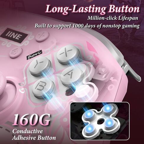 IINE Wireless Pro Controller with Charging Dock, PC Controller with Macro/Turbo/Rumble/NFC/Motion Sensor Function, Multi-Platform Gamepad Compatible with Switch/PC/Steam/Phone/Tablet (Pink Rose) in Kuwait