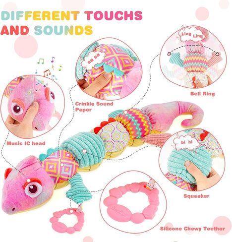 Baby Musical Caterpillar Toy, Luckit Baby Sensory Toy Stuffed Animal Toy Soft Plush Toy with Multi-Sensory Crinkle, Rattle & Textures for Babies 0-3-6-12 Month Newborn Boy Girl Christmas Birthday Gift in Saudi Arabia
