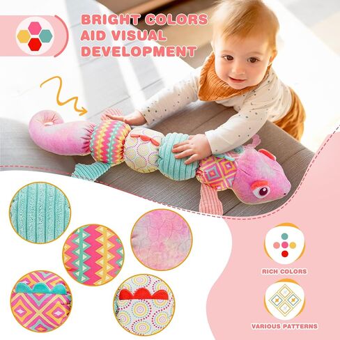 Baby Musical Caterpillar Toy, Luckit Baby Sensory Toy Stuffed Animal Toy Soft Plush Toy with Multi-Sensory Crinkle, Rattle & Textures for Babies 0-3-6-12 Month Newborn Boy Girl Christmas Birthday Gift in Saudi Arabia