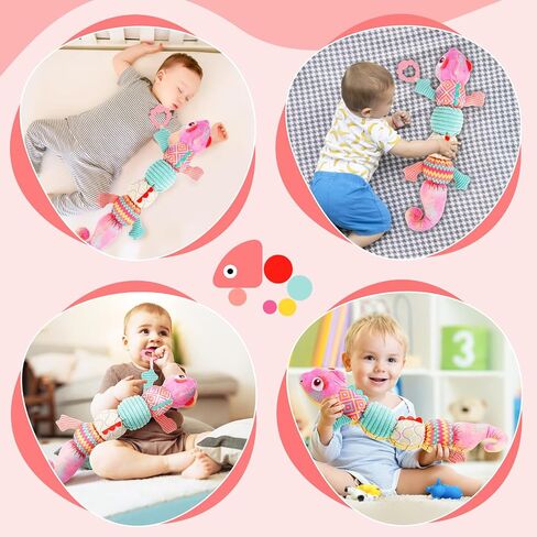 Baby Musical Caterpillar Toy, Luckit Baby Sensory Toy Stuffed Animal Toy Soft Plush Toy with Multi-Sensory Crinkle, Rattle & Textures for Babies 0-3-6-12 Month Newborn Boy Girl Christmas Birthday Gift in Saudi Arabia