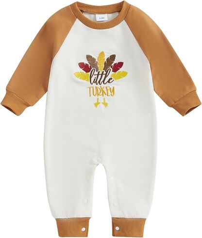 SAYOO Newborn Baby Girl Boy Halloween Thanksgiving Outfit Pumkin Turkey Romper Jumpsuit One Piece Bodysuit Fall Clothes in Saudi Arabia