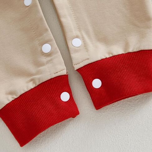 Lamuusaa Newborn Baby Girl Boy Christmas Outfit Long Sleeve Gingerbread Man/Santa Claus Romper Color Block Jumpsuit in Saudi Arabia