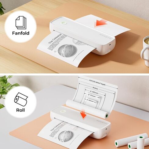 MUNBYN Portable Printers Wireless for Travel ITP04 with Carry Case, Portable Printer Bluetooth, Support 8.5 x 11 & A4 Thermal Paper, Compatible with Android, iOS & Laptop, Inkless Printer (White) in Saudi Arabia