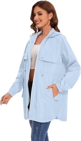 Avoogue Women Waterproof Hiking Raincoat Outdoor Lined Rain Jacket Lightweight Hooded Jackets Trench Coats in Saudi Arabia