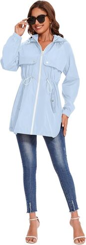 Avoogue Women Waterproof Hiking Raincoat Outdoor Lined Rain Jacket Lightweight Hooded Jackets Trench Coats in Saudi Arabia