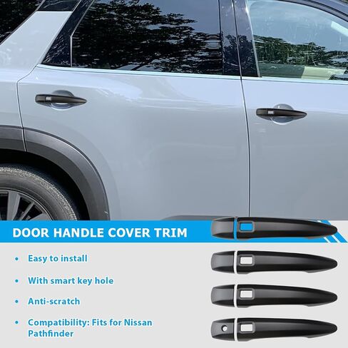 Exterior Door Handle Cover Compatible for Nissan Pathfinder 2022 2023 2024 Accessories Door Handle Protector Trim with 4 Holes for Auto Lock Sensors in Saudi Arabia