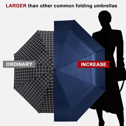 54 Inch Large Compact Golf Umbrella for Rain, Automatic Folding Windproof Double Canopy Vented Black Travel Umbrellas, Waterproof Portable Umbrella in Saudi Arabia
