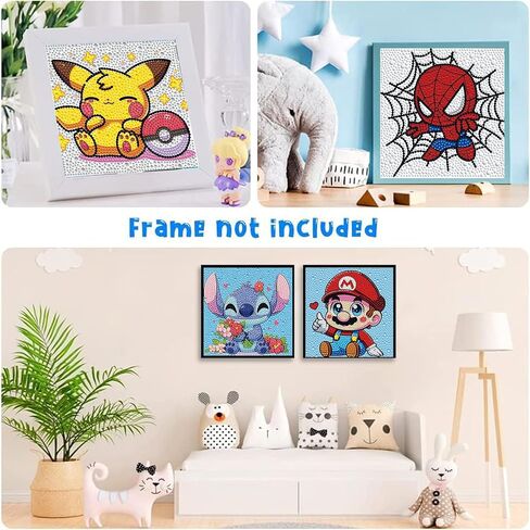 4 حزم مجموعات الفن الماسي للأطفال، 5D الكرتون DIY مجموعات الفسيفساء الماسية للمبتدئين، فنون الأطفال والحرف اليدوية للأطفال الذين تتراوح أعمارهم بين 8-12 جولة كاملة جوهرة الفن لديكور المنزل جدار الأطفال الحاضر 6X6 بوصة in Saudi Arabia