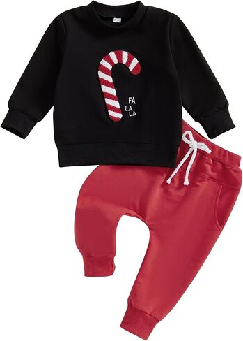Toddler Baby Boy Christmas Outfit Long Sleeve Embroidery Sweatshirt Top Casual Jogger Pants Xmas Fall Clothes in Saudi Arabia