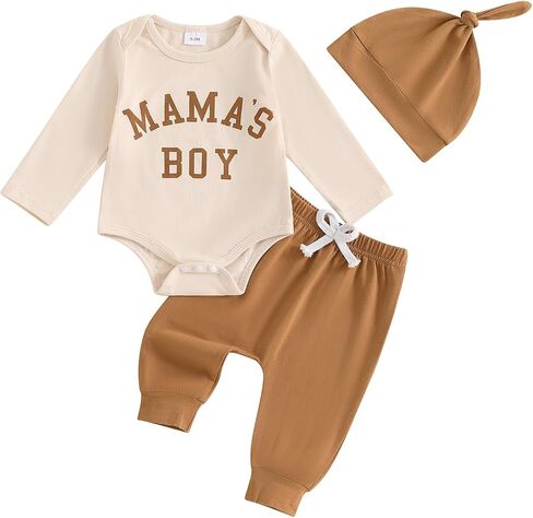 Newborn Baby Boy Clothes Fall Outfit Infant Letter/Tractor Print Romper Pants Set Coming Home 3PCS Matching Outfits in Saudi Arabia