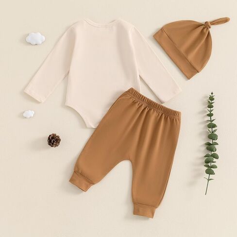 Newborn Baby Boy Clothes Fall Outfit Infant Letter/Tractor Print Romper Pants Set Coming Home 3PCS Matching Outfits in Saudi Arabia