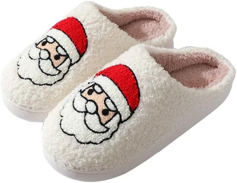 Christmas Slippers Unisex Xmas Elk Shoes Santa Reindeer Cute Cartoon Slippers Memory Foam Soft Plush House Slippers Indoor Outdoor Shoes in Saudi Arabia