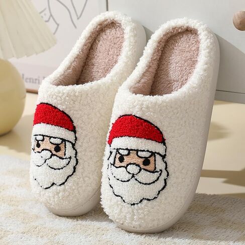 Christmas Slippers Unisex Xmas Elk Shoes Santa Reindeer Cute Cartoon Slippers Memory Foam Soft Plush House Slippers Indoor Outdoor Shoes in Saudi Arabia