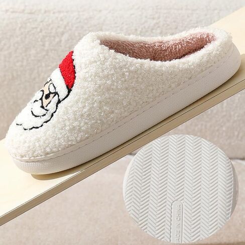 Christmas Slippers Unisex Xmas Elk Shoes Santa Reindeer Cute Cartoon Slippers Memory Foam Soft Plush House Slippers Indoor Outdoor Shoes in Saudi Arabia