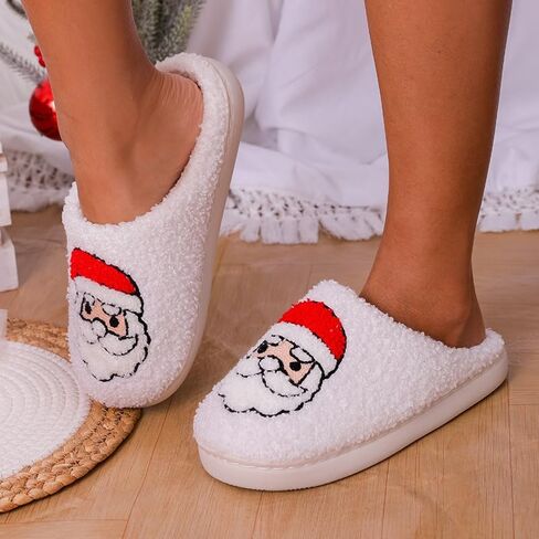Christmas Slippers Unisex Xmas Elk Shoes Santa Reindeer Cute Cartoon Slippers Memory Foam Soft Plush House Slippers Indoor Outdoor Shoes in Saudi Arabia