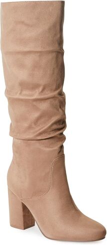 JustFab Knee High Boots Womens Point Toe Chunky Heel Tall Boots for Women High Heel Long Boots Fashion Suede Winter Boots - Leona in Kuwait