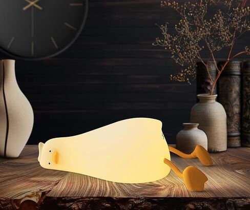 MD TEAM Lying Flat Duck Night Light-LED Squishy Duck Lamp,Adjustable Brightness,30-Minute Timer-Phone Stand for Nursery,Cute Light Up Duck,Funny Gifts for Duck Lovers, Weird Stuff Gift Idea Cute Lamp in Saudi Arabia