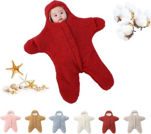Baby Starfish Onesie, Thick Imitation Fleece Starfish Newborn Romper, Infant Footie Jumpsuit Winter Warm Outfits(Blue,2-6 Months) in Saudi Arabia