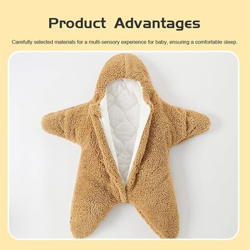 Baby Starfish Onesie, Thick Imitation Fleece Starfish Newborn Romper, Infant Footie Jumpsuit Winter Warm Outfits(Blue,2-6 Months) in Saudi Arabia