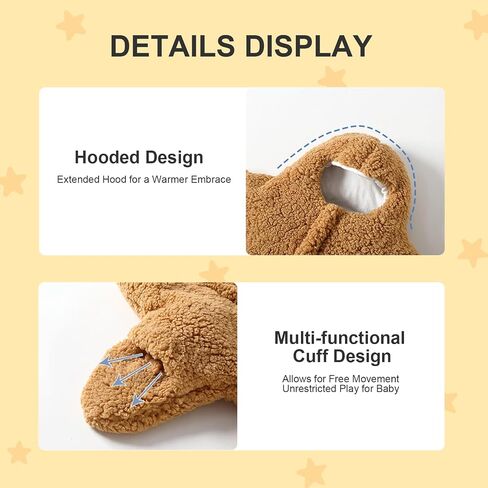 Baby Starfish Onesie, Thick Imitation Fleece Starfish Newborn Romper, Infant Footie Jumpsuit Winter Warm Outfits(Blue,2-6 Months) in Saudi Arabia