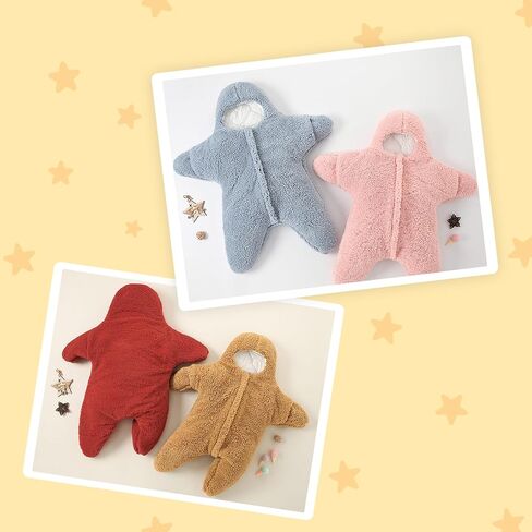 Baby Starfish Onesie, Thick Imitation Fleece Starfish Newborn Romper, Infant Footie Jumpsuit Winter Warm Outfits(Blue,2-6 Months) in Saudi Arabia