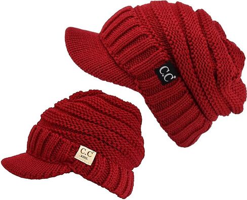 C.C Mommy and Me Beanies Women Kids Toddler Infant Mom and Baby Matching Christmas Outfits Winter Visor Brim in Saudi Arabia