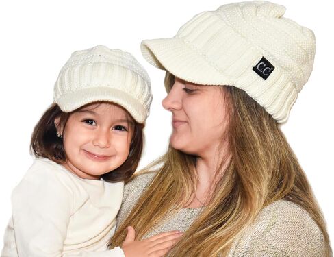C.C Mommy and Me Beanies Women Kids Toddler Infant Mom and Baby Matching Christmas Outfits Winter Visor Brim in Saudi Arabia