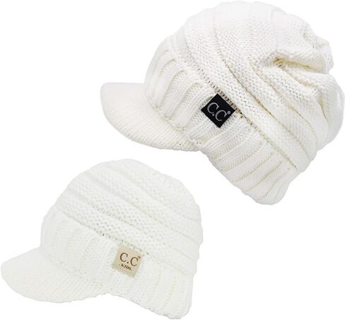 C.C Mommy and Me Beanies Women Kids Toddler Infant Mom and Baby Matching Christmas Outfits Winter Visor Brim in Saudi Arabia