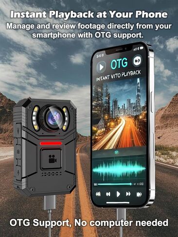 SPIKECAM 4K Body Camera with Audio Recording Wearable, 160° Wide Angle Bodycam with Dual Microphone, Personal Body Cam for Civilians, Police, Security, Law Enforcement, Safty, Runners, Travel 128GB in Kuwait