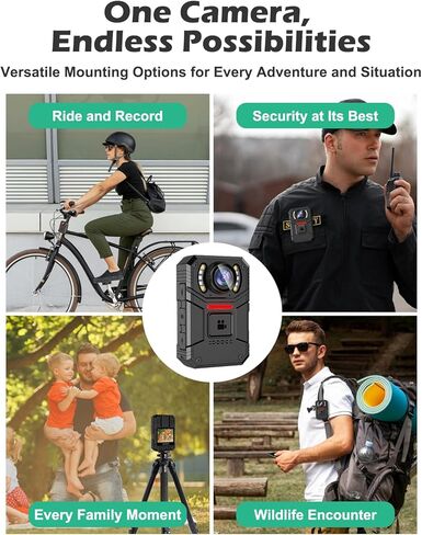 SPIKECAM 4K Body Camera with Audio Recording Wearable, 160° Wide Angle Bodycam with Dual Microphone, Personal Body Cam for Civilians, Police, Security, Law Enforcement, Safty, Runners, Travel 128GB in Kuwait